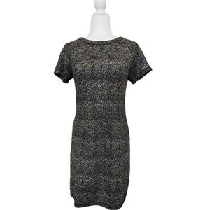 Bar III Silver and Gray Sheath Mini Knit Dress Crew Neck, zipper, lining, XL